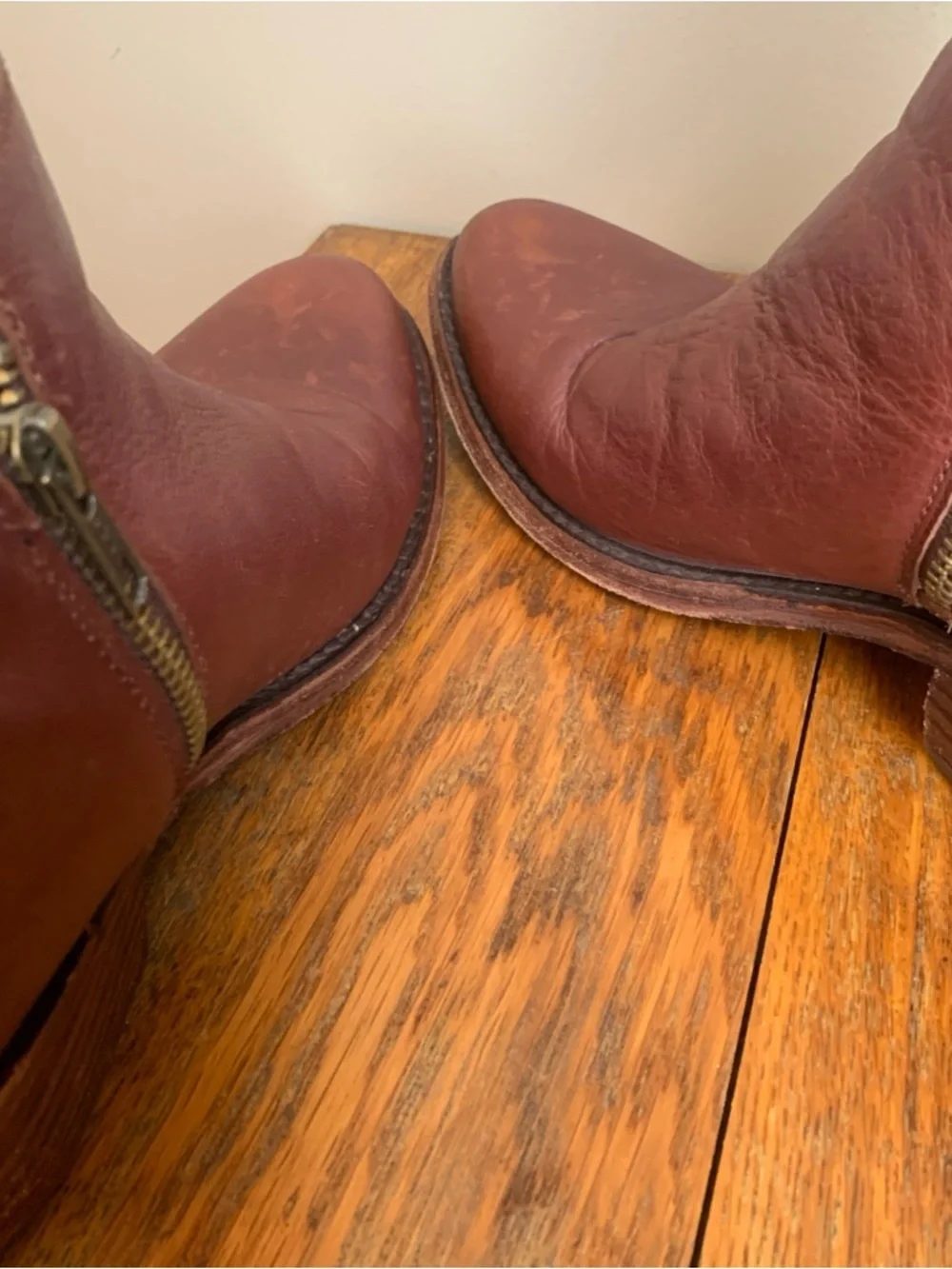 Liberty Black Womens 9 Brown Leather Western Booties Side Zip Ankle Cowboy Boot